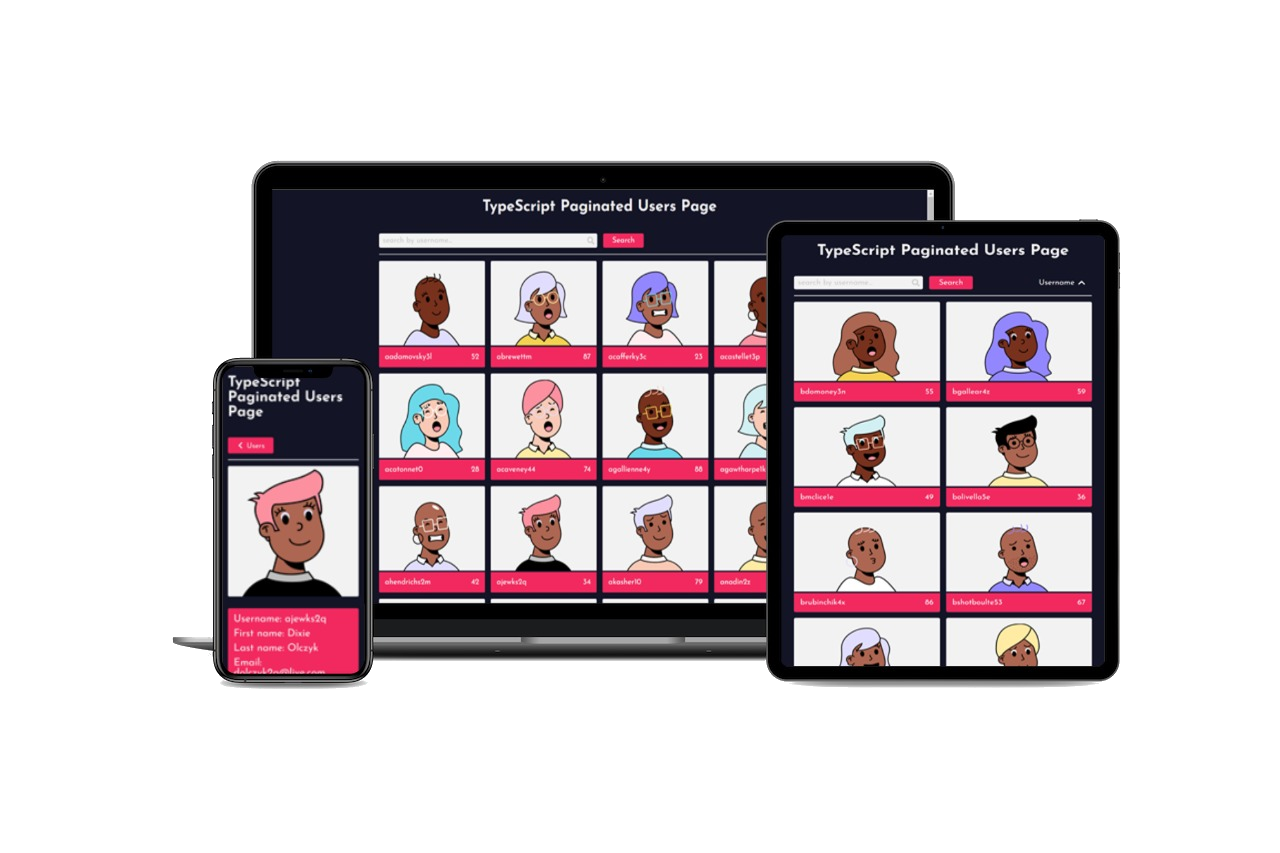 TypeScript Paginated Users Page mock